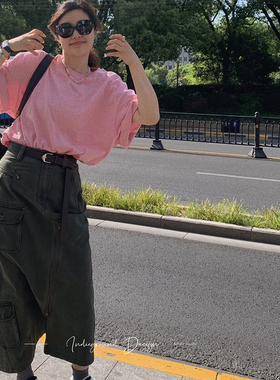 cmeter 私FU 超jue 必收做旧水洗异形不规则后开衩工装裙高腰半裙