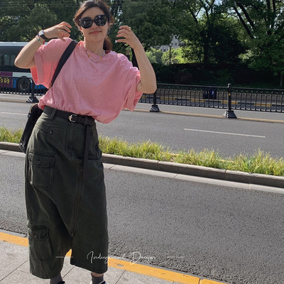 cmeter 私FU 超jue 必收做旧水洗异形不规则后开衩工装裙高腰半裙