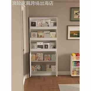 超薄收纳柜家用儿童零食绘本多层墙边 浪险书架门后置物架落地窄款