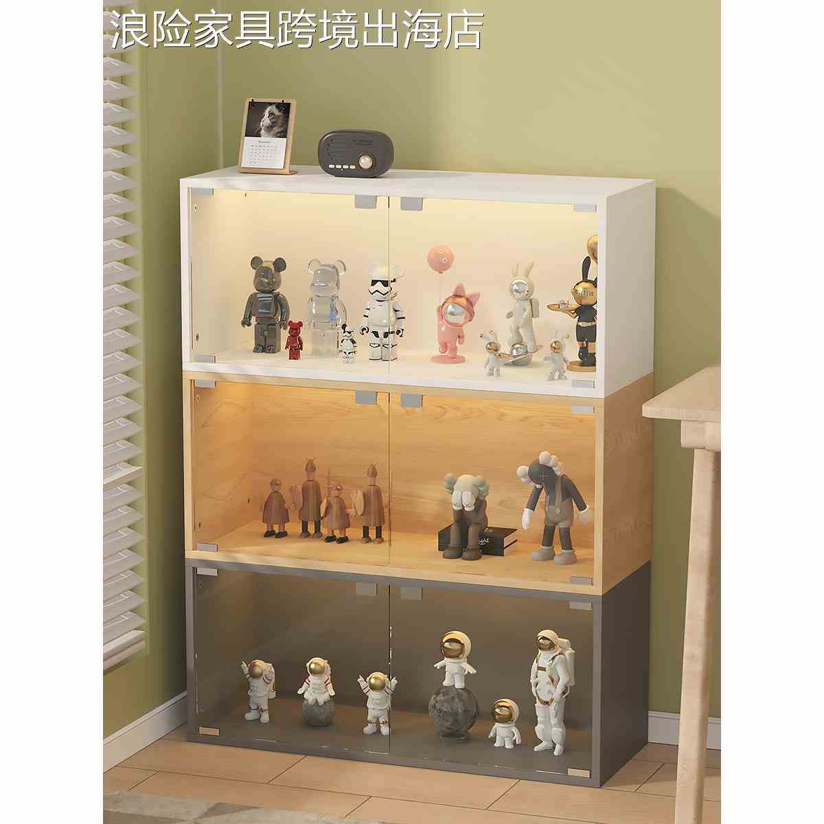 浪险家用手办展示柜乐高陈列柜多层亚克力门书柜模型玩具透明收纳