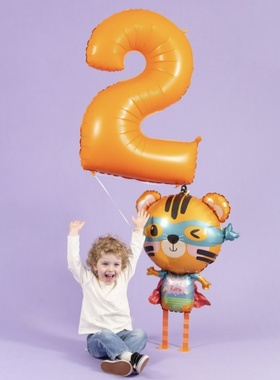 意大利进口Grabo 40寸哑光橙色数字铝箔膜气球 儿童生日派对装饰