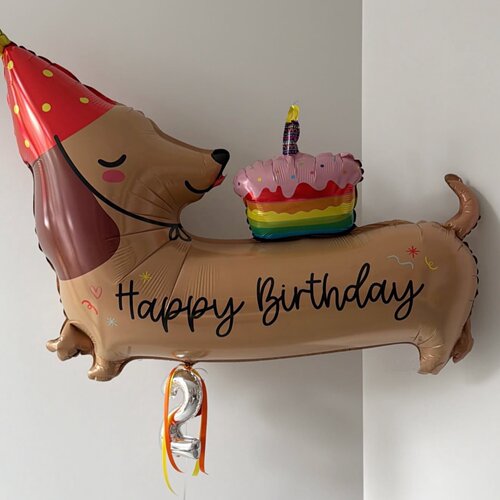 意大利腊肠犬生日蛋糕卡通铝箔球