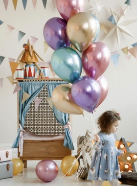 美国进口先锋Qualatex11寸闪亮铬色金属乳胶气球生日婚房节日布置