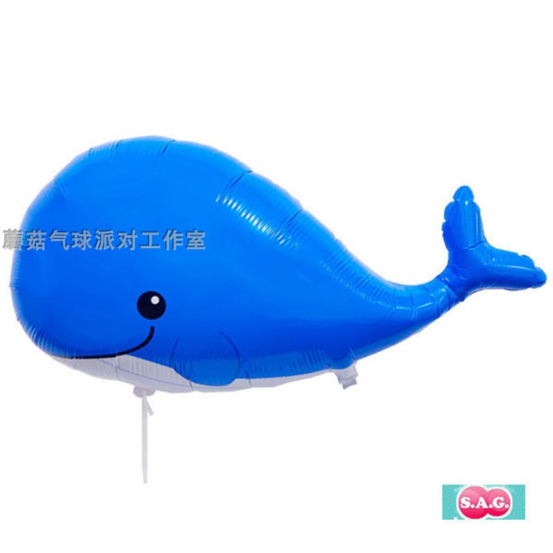 新款 日本进口sag蓝鲸鲸鱼blue whale可爱海洋动物气球生日礼物