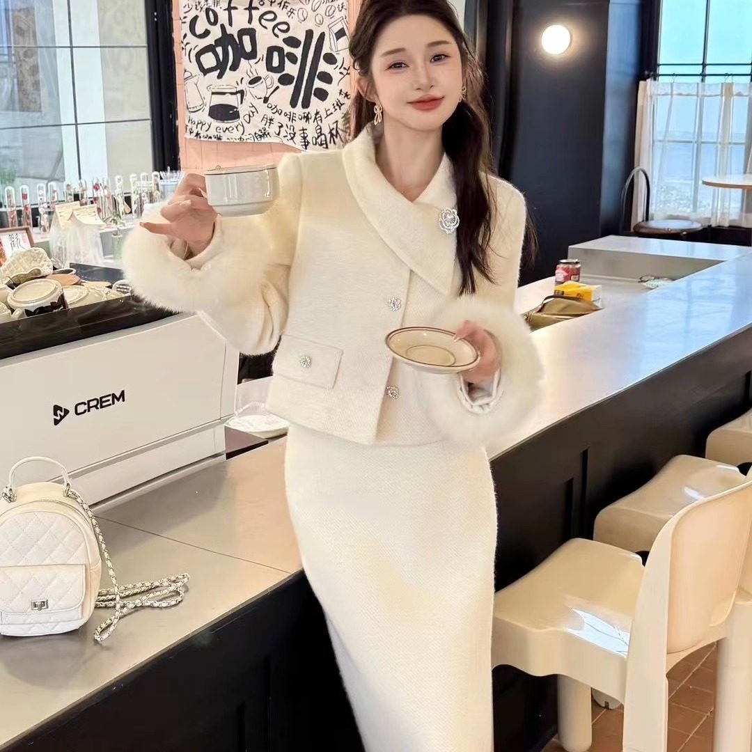 名媛气质羽绒小香风套装裙女冬季狐狸毛羽绒服外套+半身裙两件套,女装/女士精品,时尚套装,淘宝优惠券,粉丝福利购,淘宝优惠卷