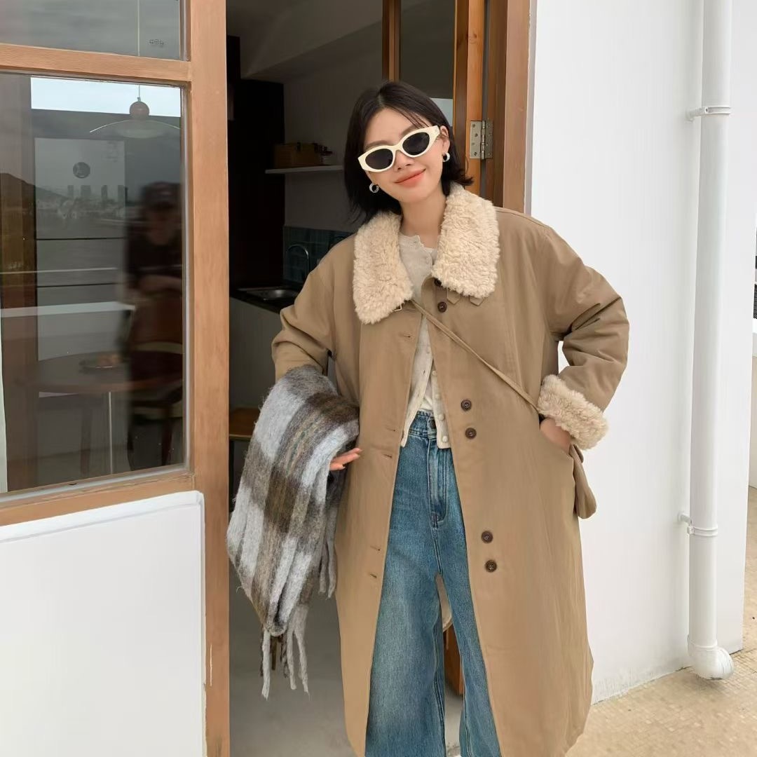 超好看羊羔毛棉衣服外套女2025冬季中长款加厚毛绒内胆棉服派克服