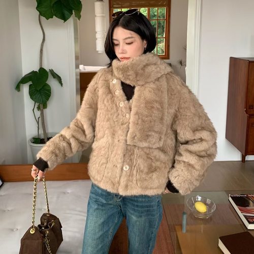 依挺好环保皮草獭兔毛毛外套女冬