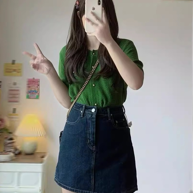 大码牛仔短裙女夏季半身裙高腰a字显瘦宽松梨形身材胖mm包臀裤裙