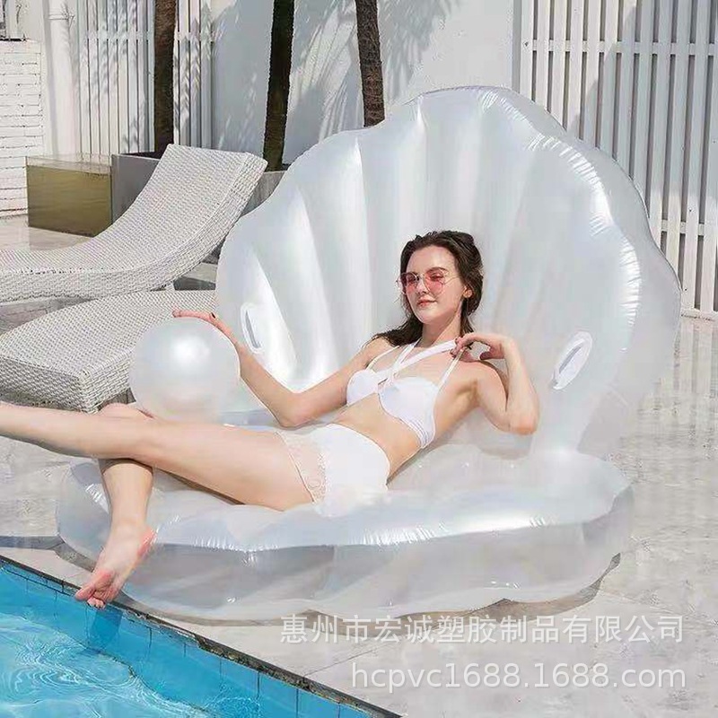 贝壳浮排ins女神拍照浮排 成人充气浮排水上珍珠贝壳沙发浮排