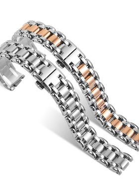 原装适配精钢手表带适配浪琴心月系列钢带L8.110112L8.115蝴蝶扣