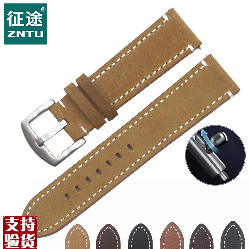 原装适配疯马皮手表带男女真皮表带代用天梭浪琴沛纳海dw针扣表链