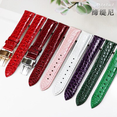 鳄鱼皮表带真f皮代用爱宝时EPOS心动时刻adies女士系列蝶恋4314白