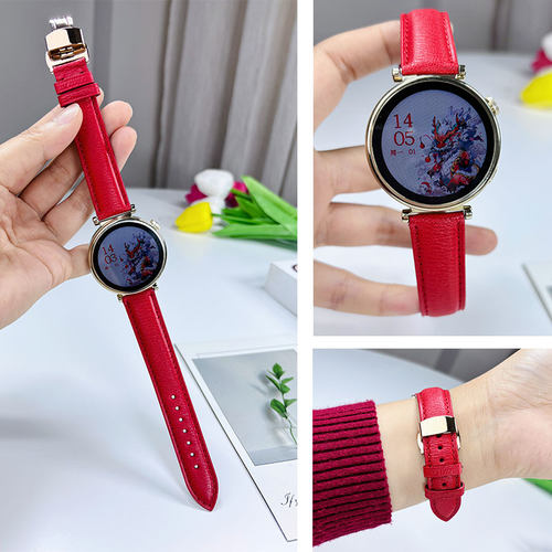 羊皮真皮表带e适配华为GT4/watch4手表GT3/GT2智能护腕快拆表带