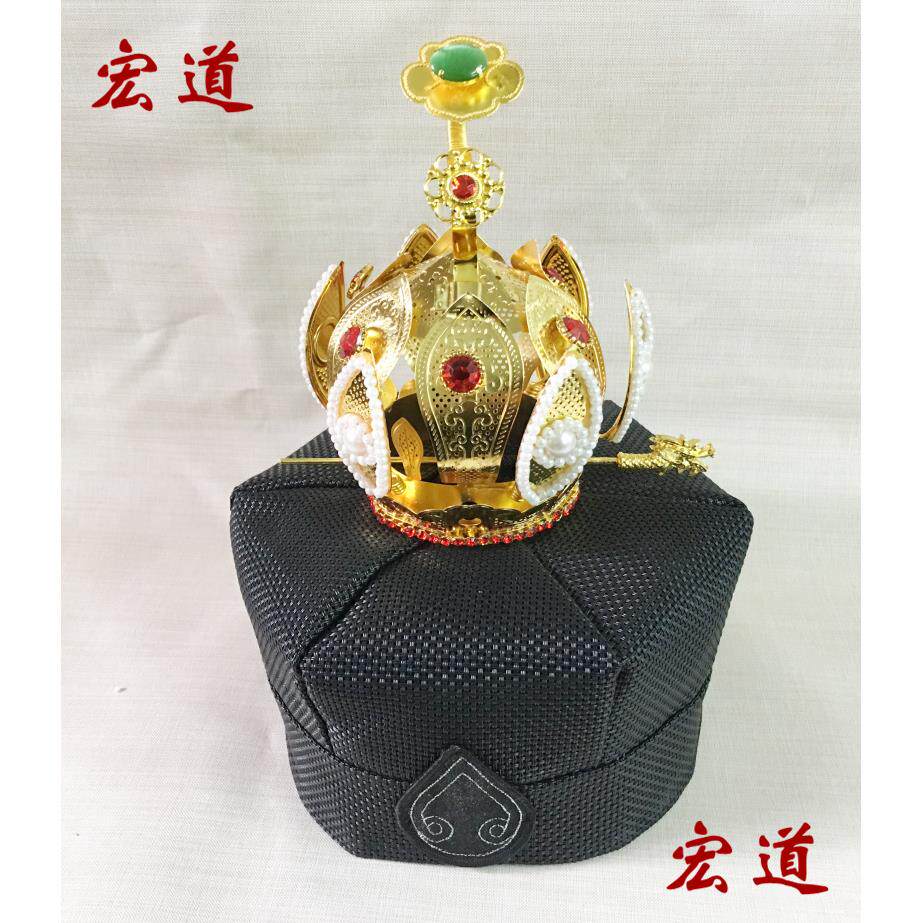 新款道八卦帽道士冠混元巾正一高功编制网六角帽火焰如意太极莲花
