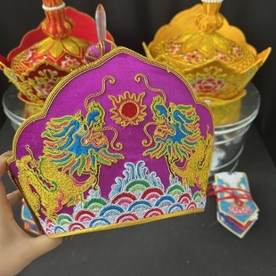毗卢帽寺院法师刺绣毗卢帽五佛帽五佛冠僧帽铁盒手工唐僧法师帽子