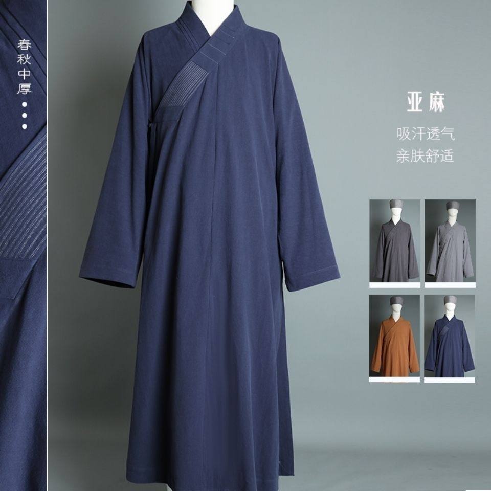 僧服大褂出家师父和尚衣亚麻厚款禅修服比丘比丘尼僧袍罗汉短褂 - 实物图