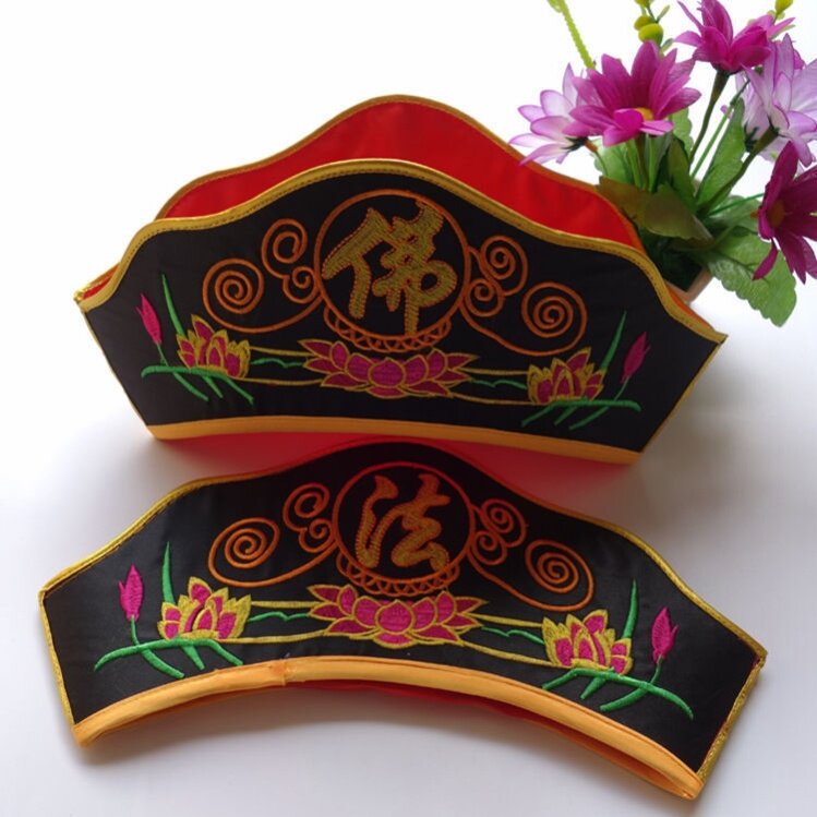 五佛冠佛法帽,五冠佛,毗卢帽配用五佛冠五佛帽佛法僧法衣绣花