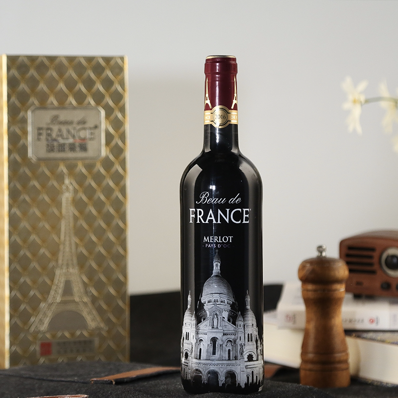 法国荣耀正品干红葡萄酒法国原装美乐进口红酒送礼陈酿洋酒礼盒装