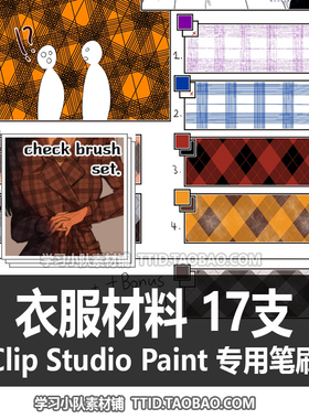 A1 428 CSP笔刷 衣服材料 17支 CLIP STUDIO PAINT