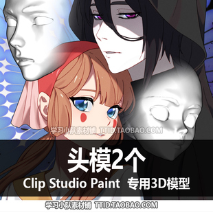 3D模型 PAINT CLIP CSP模型 头模2个 STUDIO