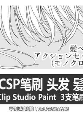 A1 54 CSP笔刷 头发 髪ペン+アクションセット（モノクロ用）