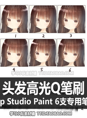 A1 202 CSP笔刷 头发高光Q笔刷 优动漫笔刷 CLIP STUDIO PAINT