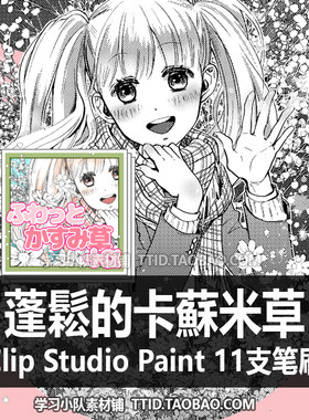 A1 436 CSP笔刷 漫画效果 蓬鬆的卡蘇米草11支 CLIP STUDIO PAINT