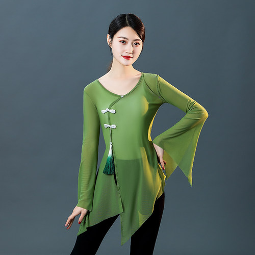 练功服网纱珍珠流苏古典舞