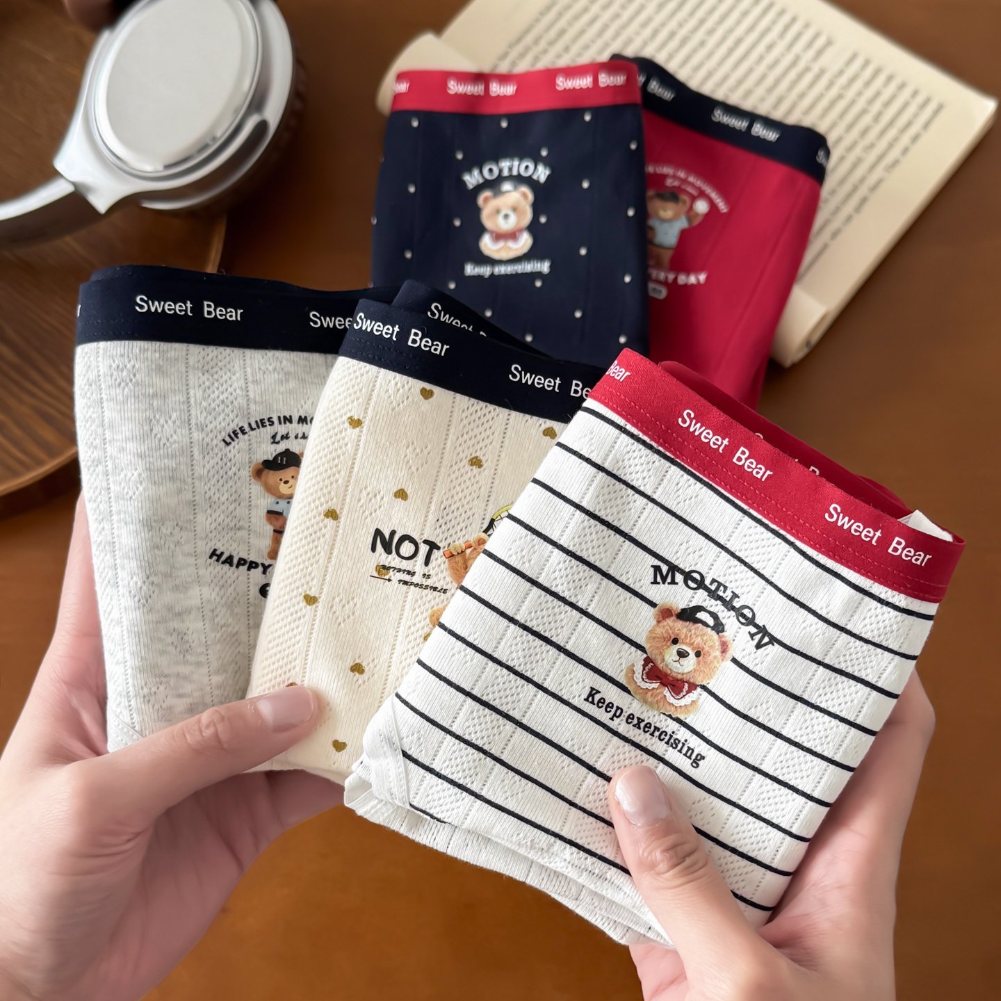 活力英伦学院甜心小熊女中腰内裤