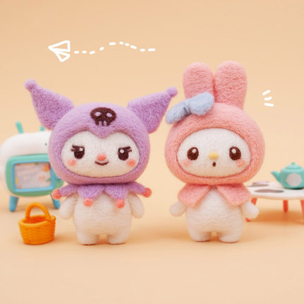 库洛米美乐蒂羊毛毡戳戳乐helloKitty猫小丑鱼新手工diy材料包挂