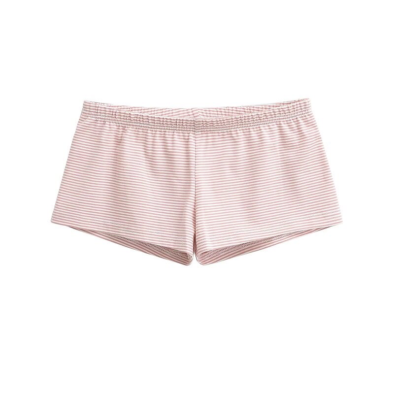thumbnail for Sicilian European and American Style Pink Low-Waist Striped Shorts for Women, Summer Bm Style Comfortable Versatile Home Pants Leggings