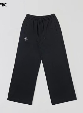 M7SMFK十字雕像高塔阔腿运动裤 全棉宽松系带松紧腰休闲裤