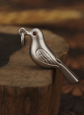 925纯银鸽子安全哨子项链送女生朋友生日礼物