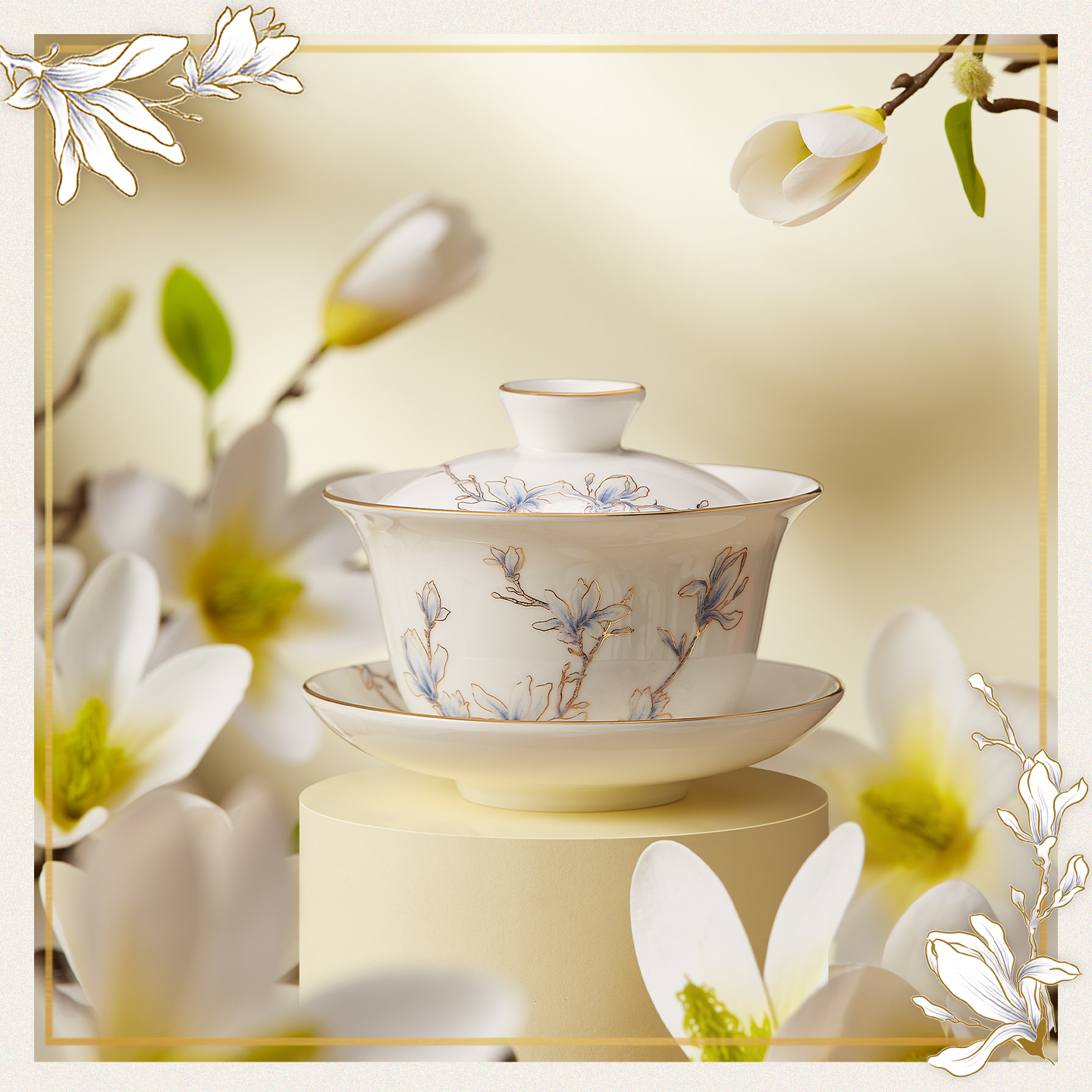 玛戈隆特若水三件盖碗