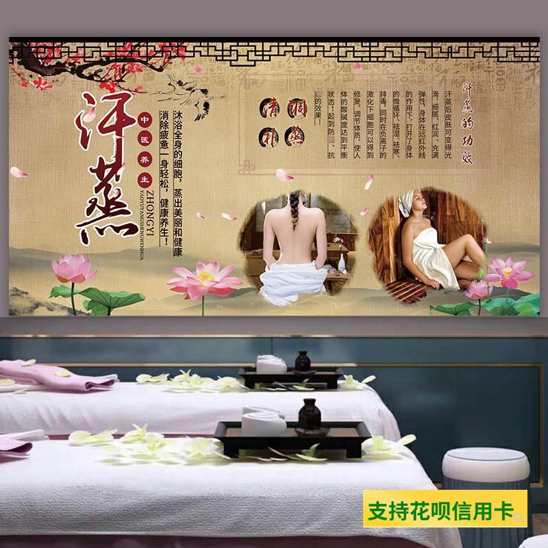 汗蒸广告图养生宣传画美容院盐蒸图片注意事项图纳米汗蒸房装饰画