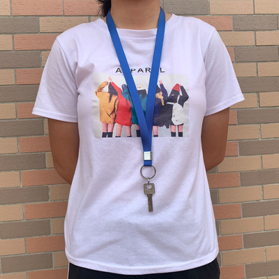 学生纯色织带挂脖防丢钥匙扣挂绳