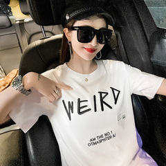 Real photo of 2021 summer women's Embroidery short sleeve women's medium length loose T-shirt women's summer women's wear