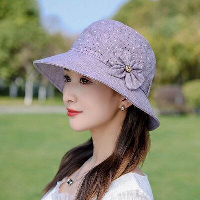 帽子女渔夫帽ins田园春夏新款盆帽洋气时尚遮阳可折叠中年防晒帽