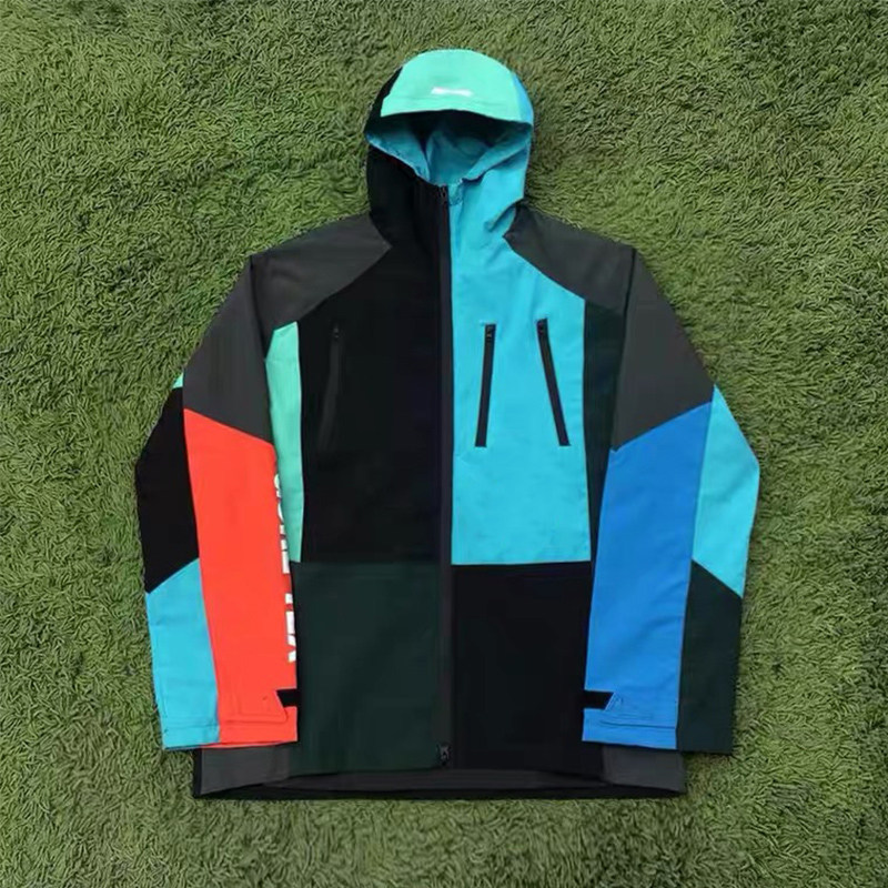 vv palace jacket 三角logo拼色连帽冲锋衣潮牌嘻哈风衣夹克外套