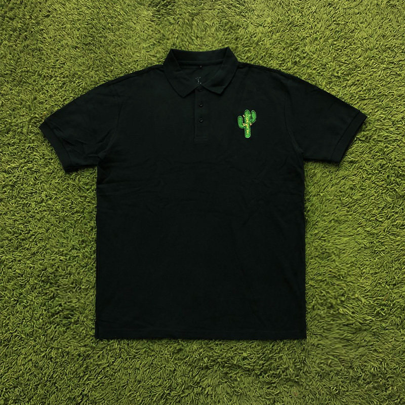 travis scott cactus jack badge ts同款仙人掌刺绣短袖t恤polo衫