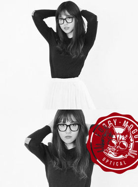 素颜潮复古方框深蓝色板材金属男士女士近视平光光学眼镜镜架镜框