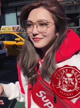 di0r-stelleirel素颜利器街拍复古着时髦大方框平光近视镜架镜框