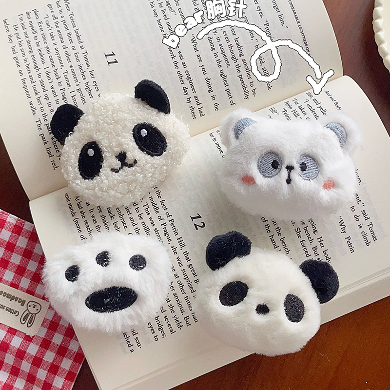卡通熊猫毛绒公仔配饰可爱diy围巾少女帽子发卡发饰配件辅料