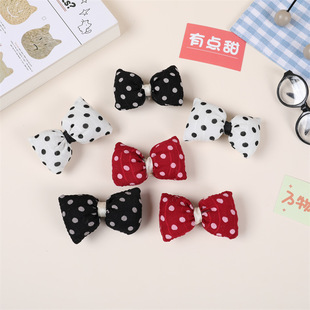新款波点布艺充棉蝴蝶结立体领结diy发饰胸针材料娃衣服装辅料批