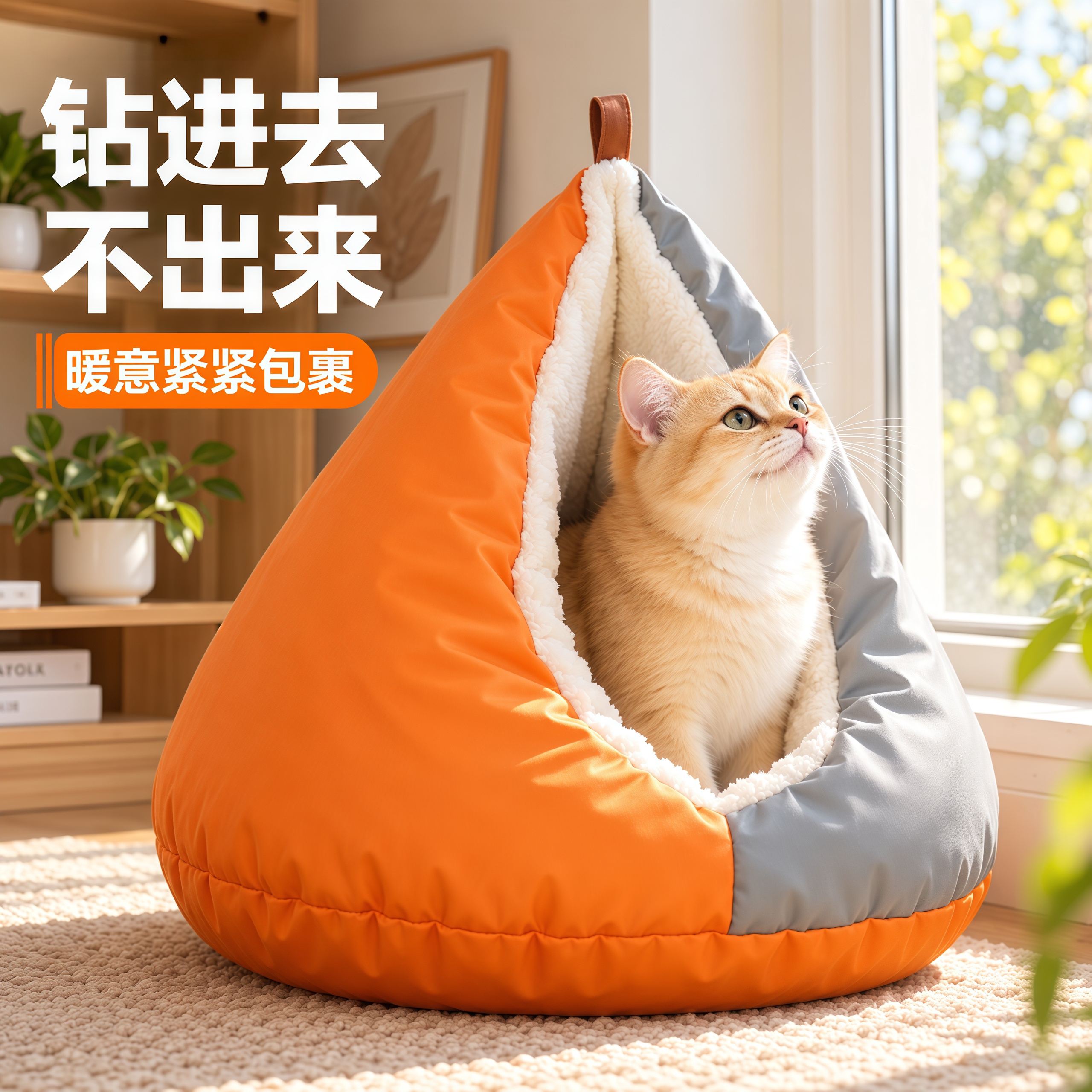 创意鸡屁股猫窝懒猫沙发舒适猫窝保暖毛绒深陷猫床猫咪睡觉休息窝
