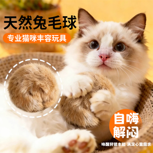 天然兔毛球猫玩具猫薄荷丰容玩具小猫逗猫棒猫咪玩具自嗨解闷神器