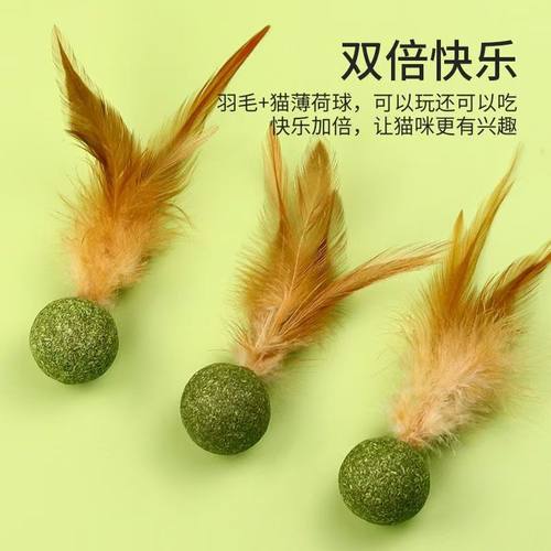 玩耍排毛两不误猫猫咪羽毛薄荷球