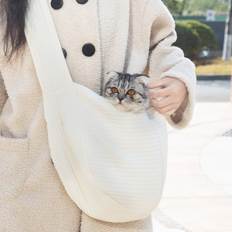 韩国款猫咪外出便携宠物包狗狗背包斜跨纯棉包包单肩时尚实用猫包