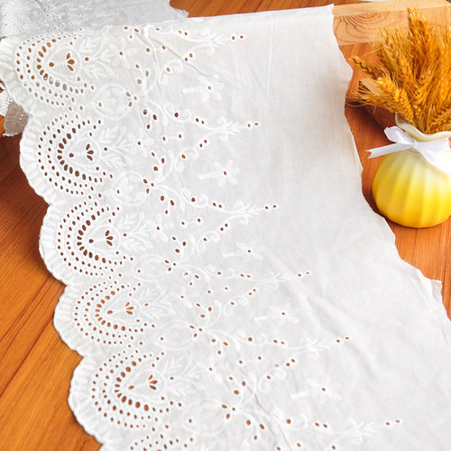 本白宽刺绣棉布花边辅料diy手工下摆裙摆边窗帘床品服装装饰蕾丝