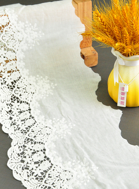 18CM本白色棉布绣花边辅料拼接diy裙摆边加长床品蕾丝服装装饰